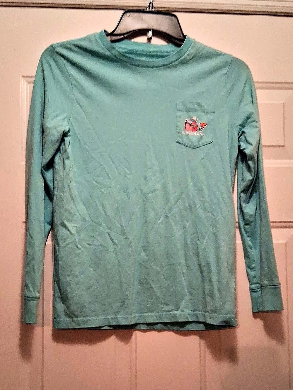 Girls Vineyard Vines Starry Ski Whale Long Sleeve Pocket Tee